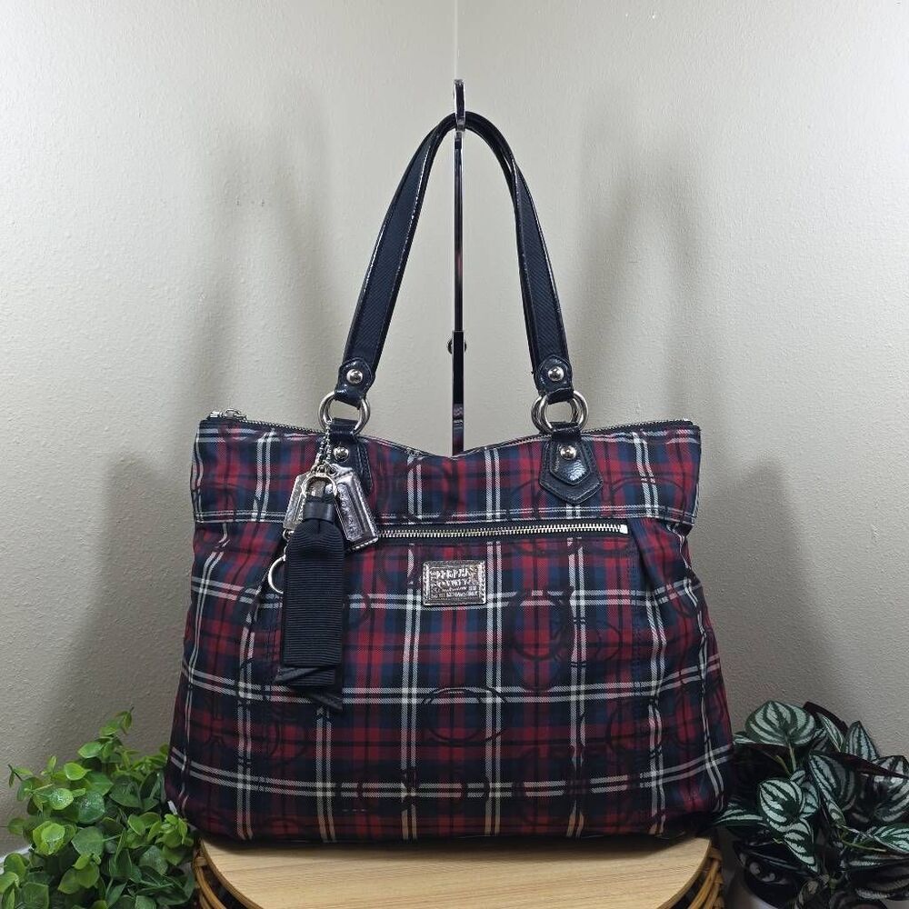 Coach Poppy Signature Tartan Glam Tote